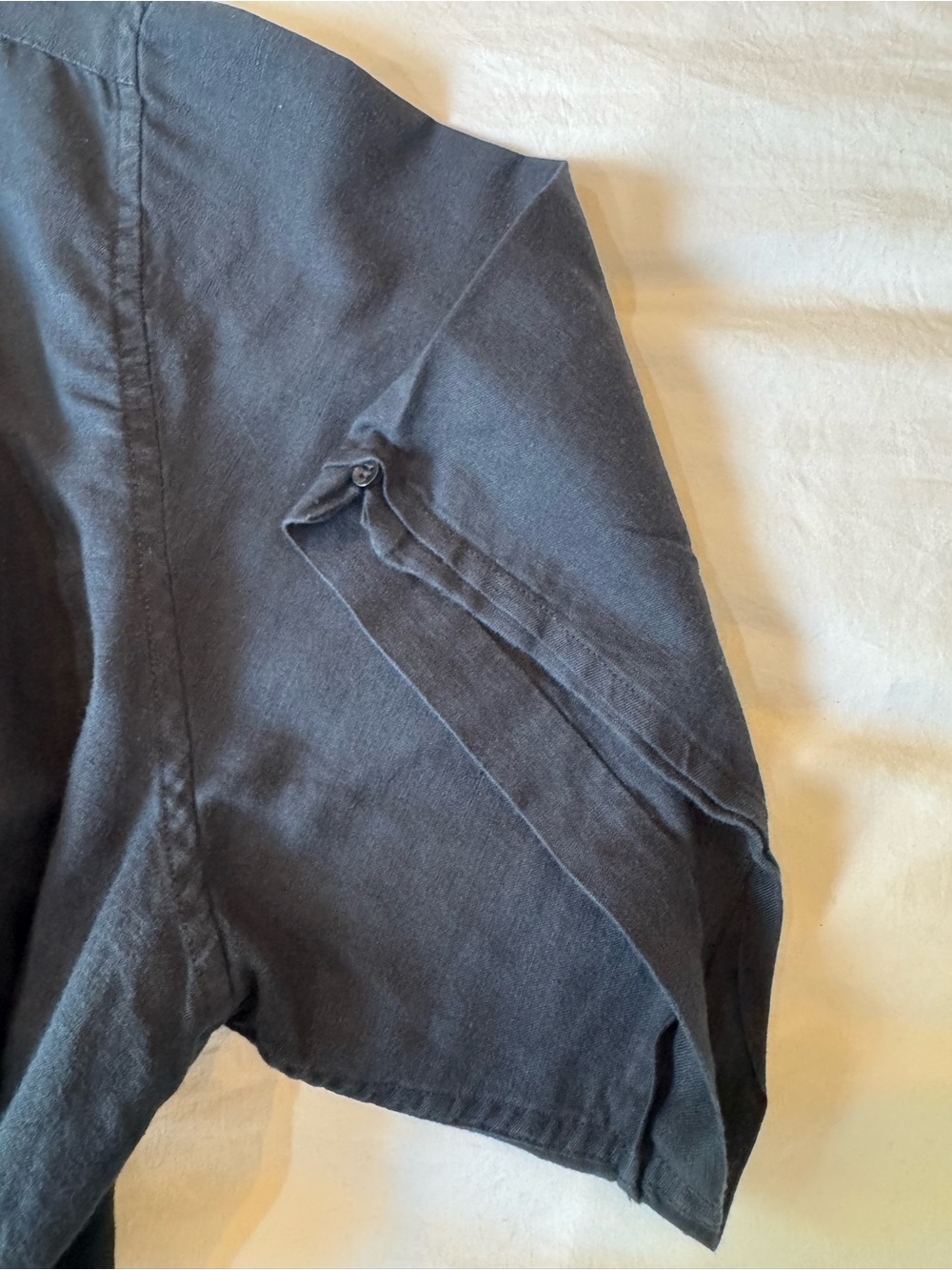 Linen Cotton Button Up Camp Shirt Relaxed Black 2XL Cafe Luna Casual Utility - Picture 6 of 10